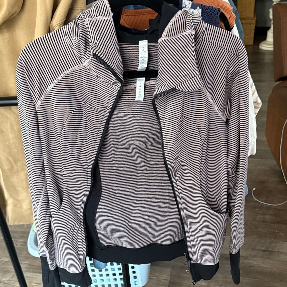 Lululemon Athletica Black and White Striped Hoodie